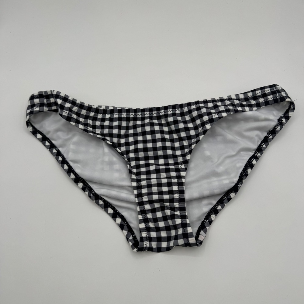 J.Crew Womens Black & Ivory Gingham Bikini Swim Bottoms H7651 Sz Small
